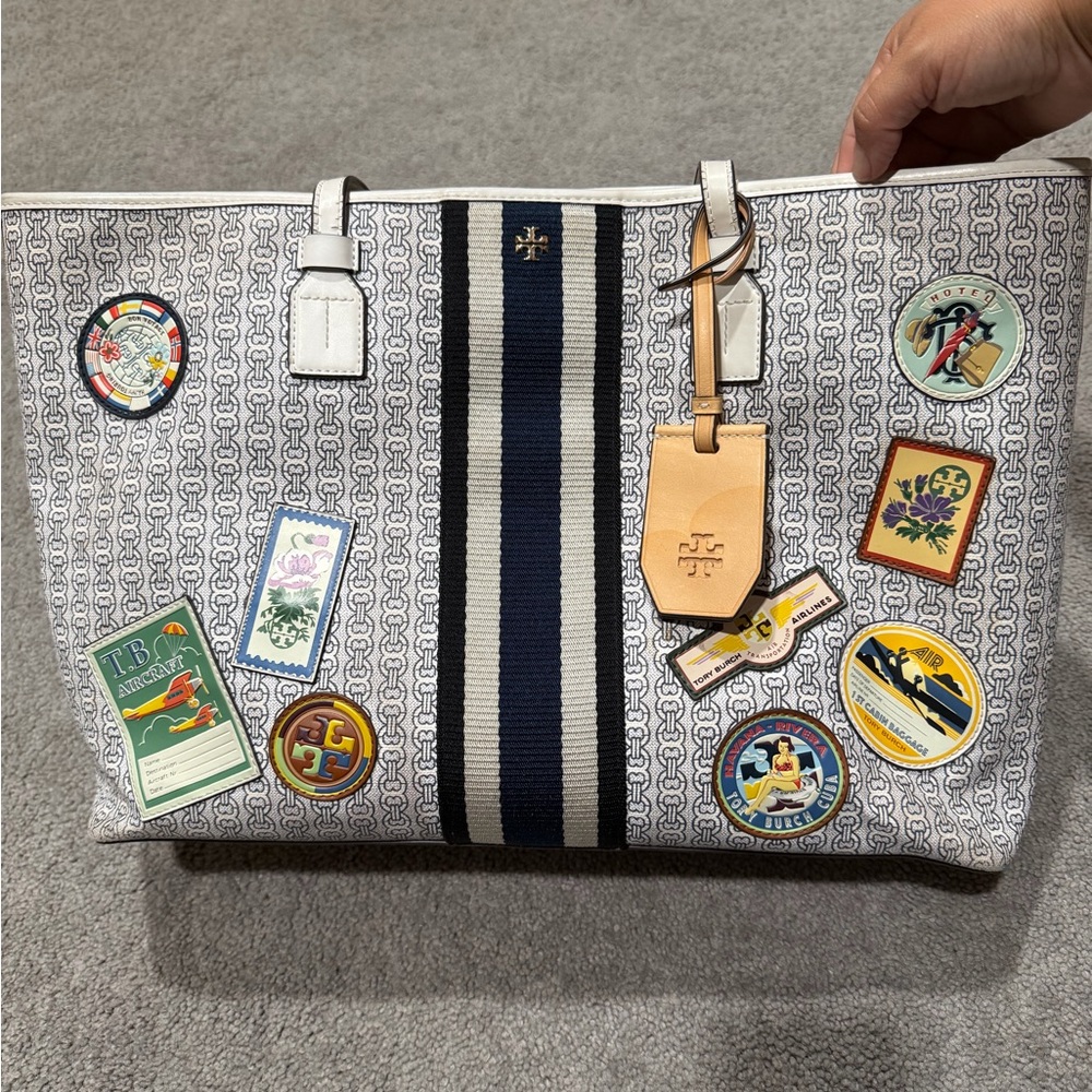 Tory Burch Gemini link Patterned Tote with Patches